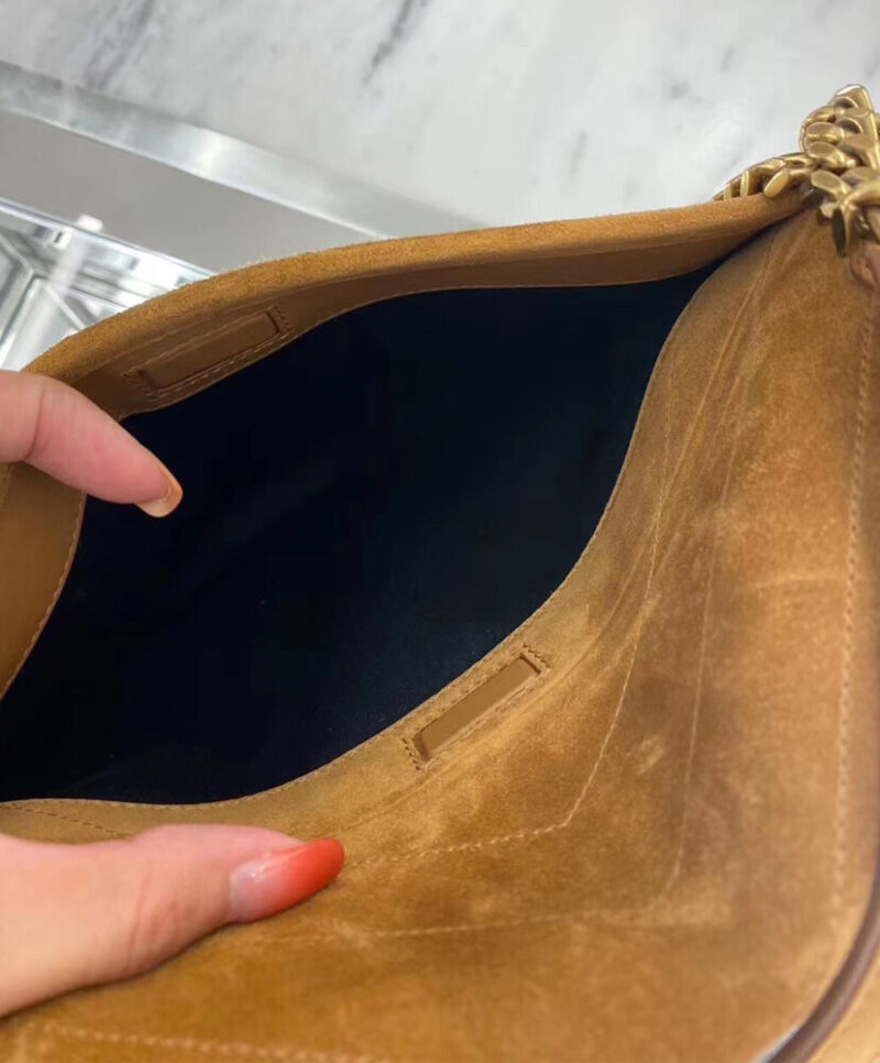 Saint Laurent Niki Medium In Suede And Smooth Leather 498894 Coffee